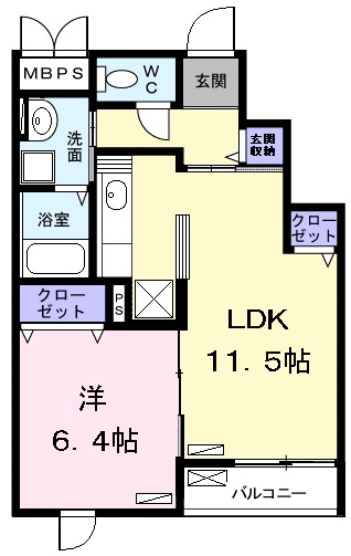LDK11.5帖洋室6.4帖