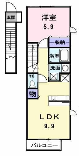 LDK9.9帖 洋室5.9帖 家電ご用意できます。