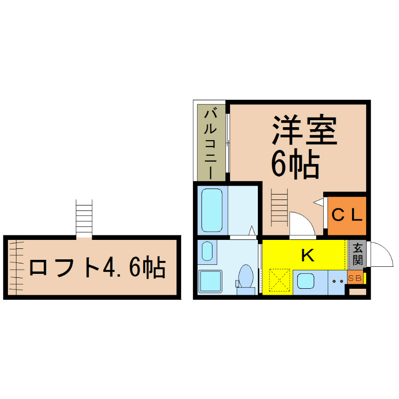 洋室6帖 ロフト4.6帖