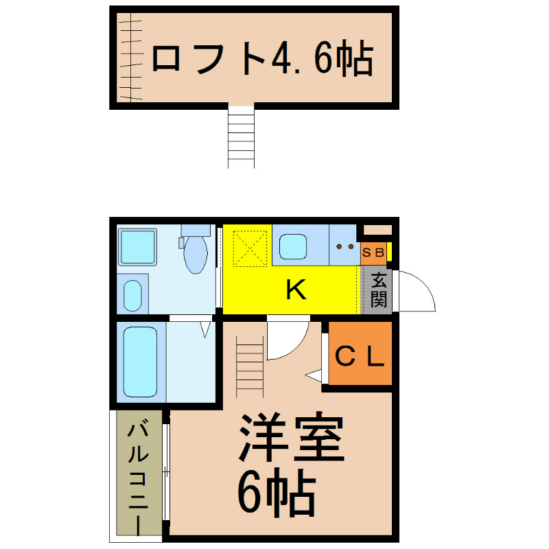 洋室6帖 ロフト4.6帖