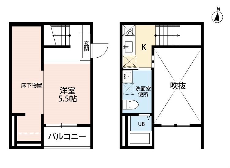 洋室5.5帖ウンダーロフト6帖