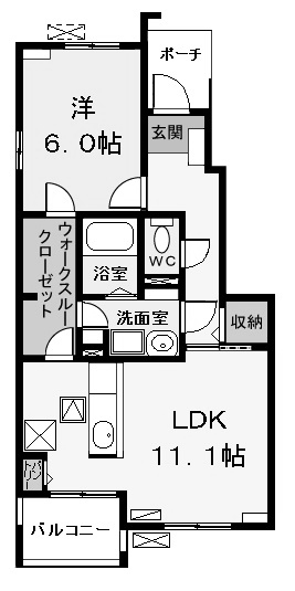LDK11.1帖 洋室6帖 家電ご用意できます
