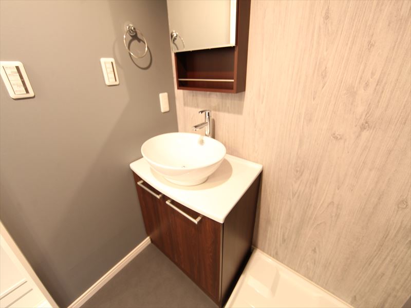 脱衣所 オシャレな独立洗面台付