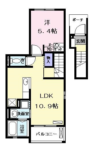 画像反転有りLDK10.9帖 洋室5.4帖 家電ご用意できます。