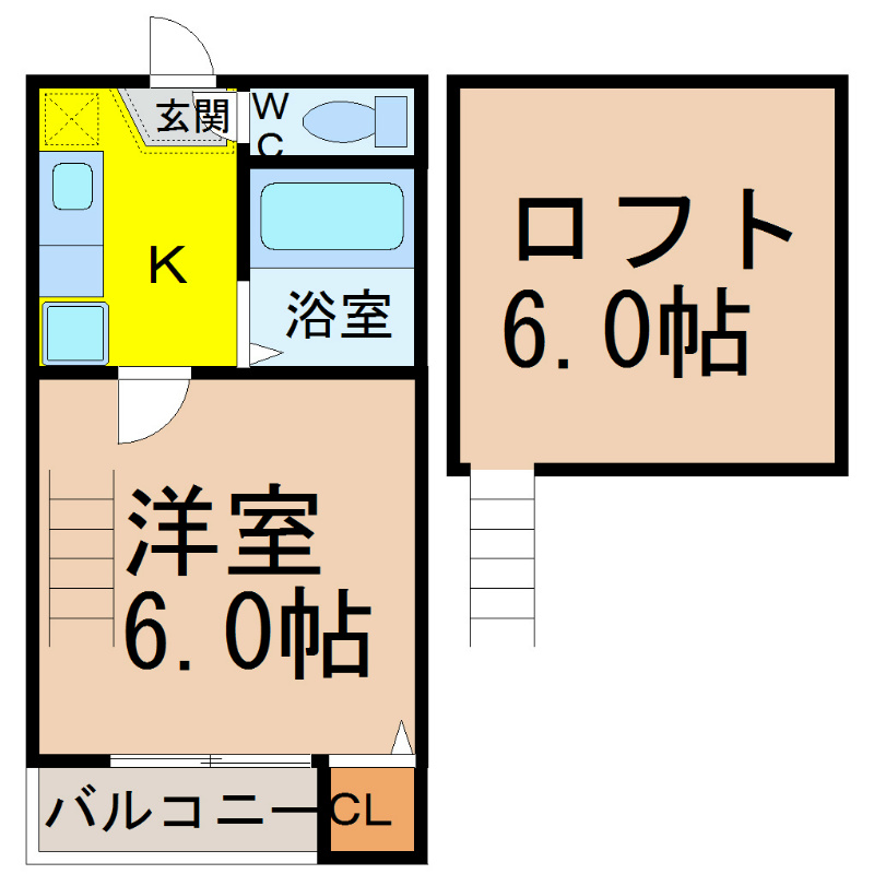 洋室6帖 ロフト6帖 反転タイプあり