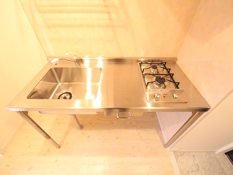 ガス2口コンロ付シングルレバー