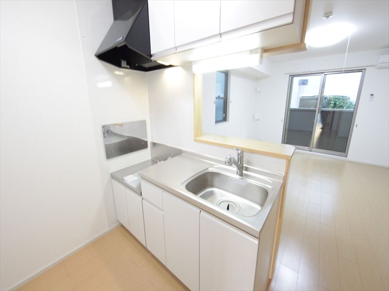 カウンターキッチン(ガスコンロ設置可)収納充実しています