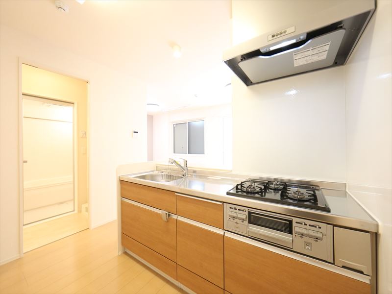 システムキッチン ガス3口コンロ グリル付 モ