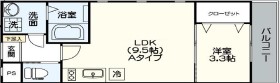 間取り　LDK9.5帖　洋室3帖