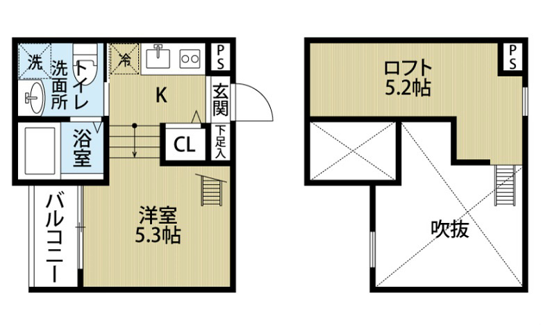 ♪洋室5.3帖 ロフト5.2帖♪