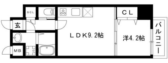 LDK     9.2帖　洋室　　 4.2帖　