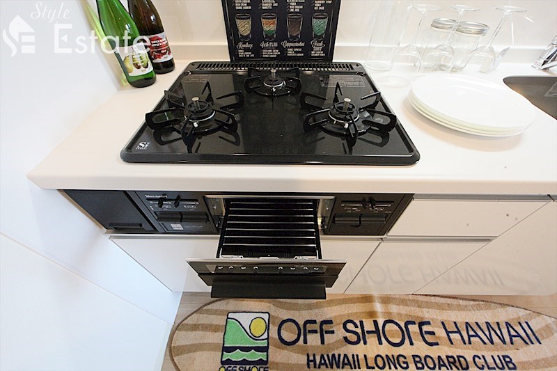 3口ガスコンロ グリル付き